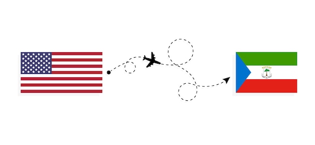 旅客機による米国から赤道ギニアへのフライトと旅行 旅行の概念