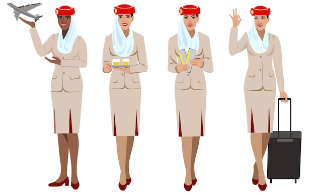 Vector flight attendants arab