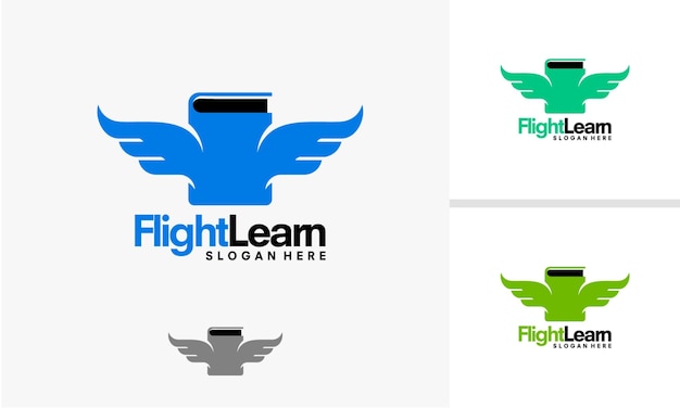 Flight Learning-logo-ontwerpen, Book and Wings-logo-ontwerpen vector