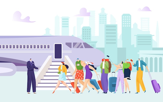 flight plane passenger go for journey transportation illustration