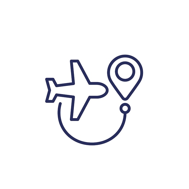 Flight route line icon on white