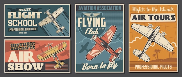 Flight school tours and club posters aviation