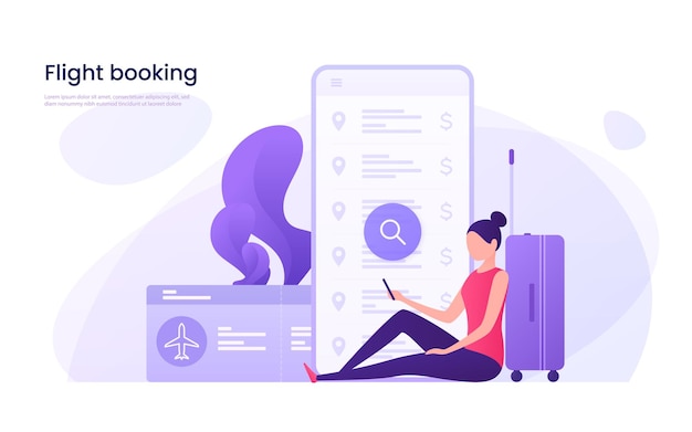 Flight tickets online booking concept.