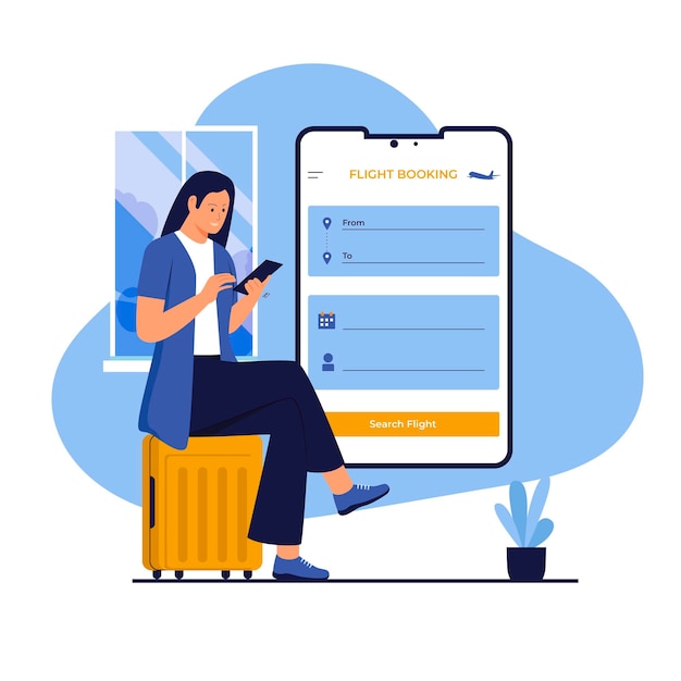 Вектор Концепция иллюстрации онлайн-бронирования авиабилетов