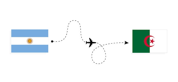 Flight and travel from Argentina to Algeria by passenger airplane Travel concept