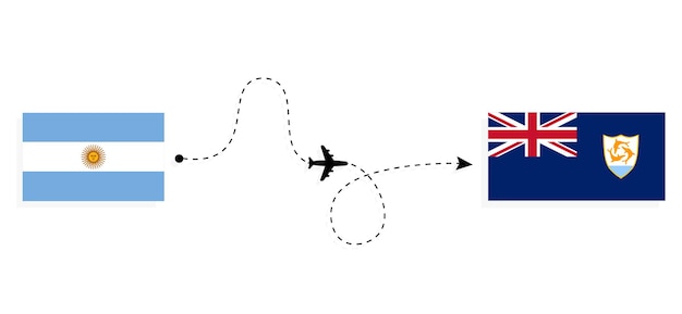 Volo e viaggio dall'argentina ad anguilla in aereo passeggeri concetto di viaggio