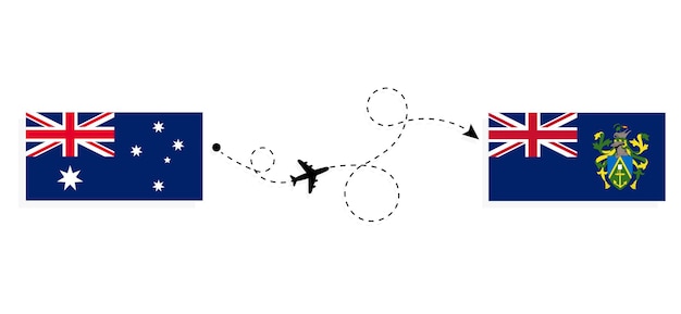 旅客機でオーストラリアからピトケアン諸島へのフライトと旅行 旅行の概念