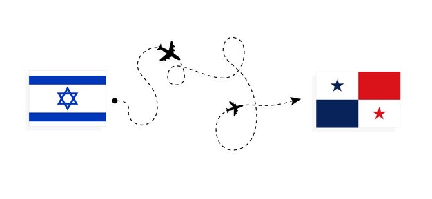 Volo e viaggio da israele a panama in aereo passeggeri concetto di viaggio