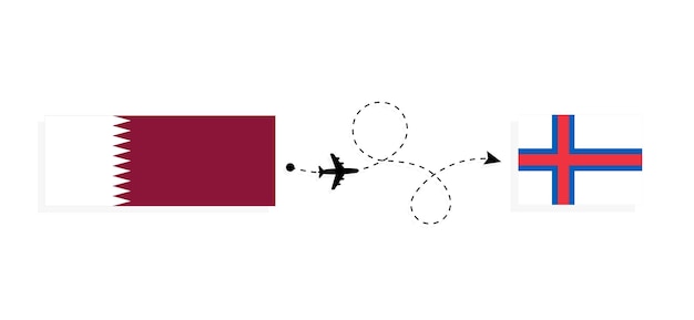 flight and travel from qatar to faroe islands by passenger airplane travel concept
