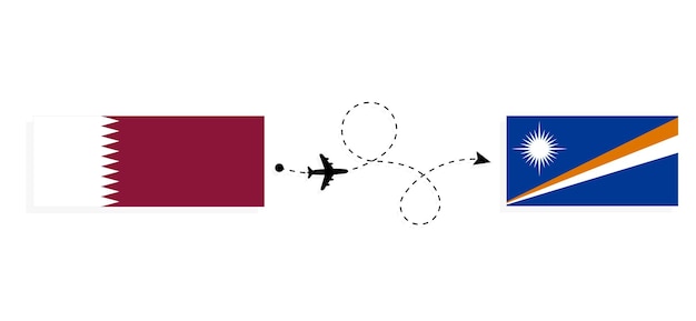 旅客機でカタールからマーシャル諸島への飛行と旅行 旅行の概念