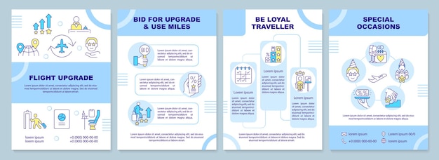 Flight upgrade blue brochure template