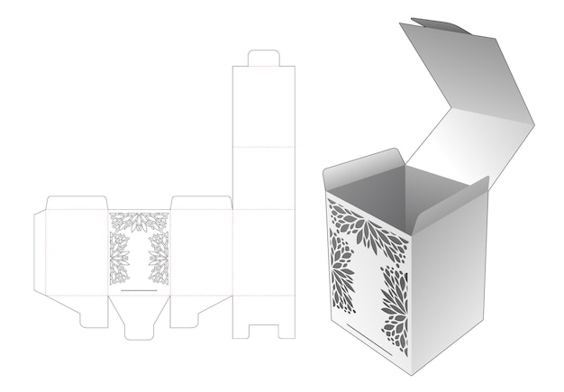 隠されたステンシル曼荼羅ダイカットテンプレートと3Dモックアップを備えたフリップボックス