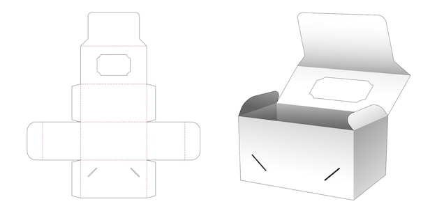 Flip box with top window die cut template design