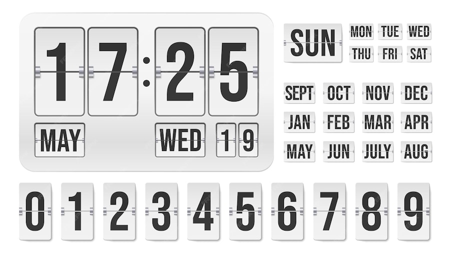 Premium Vector Flip clock countdown mechanical timer with hour date