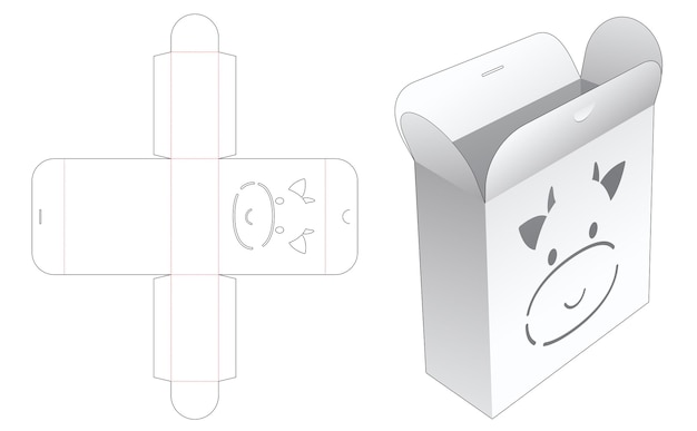 Flip en lock box met gestanste sjabloon voor koe-stencil