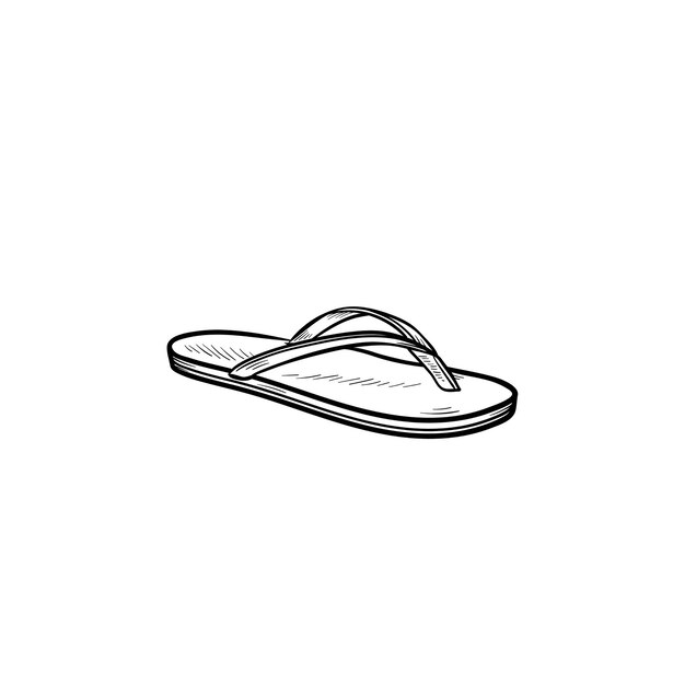 Flip flop sandaal hand getrokken schets doodle pictogram. Zomertijd vakantieattribuut, slippers, schoenenconcept