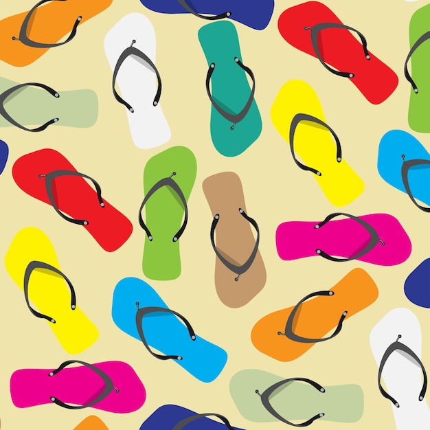 Flip flops naadloze patroon kleur achtergrond Flipflop naadloze zomer strand schoen mode Vector abstracte platte ontwerp illustratie