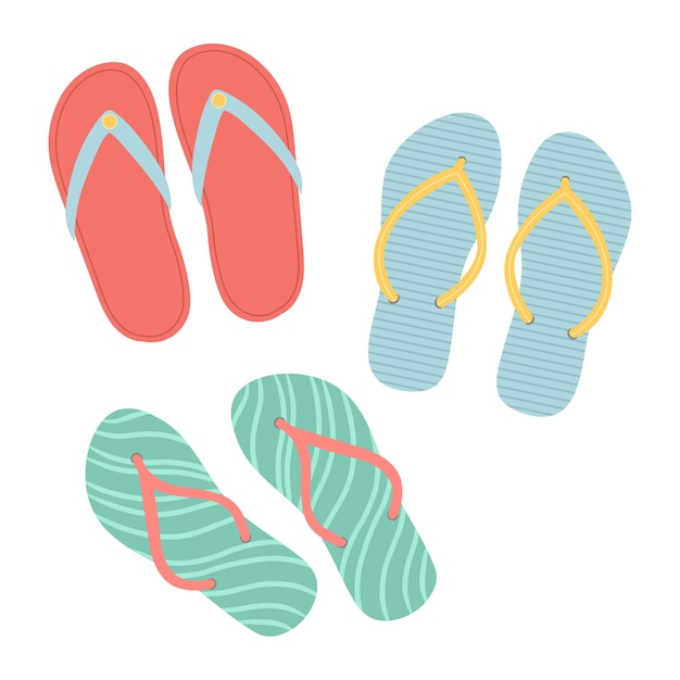 Flip flops summer shoes vector illustration slippers view from above flat design