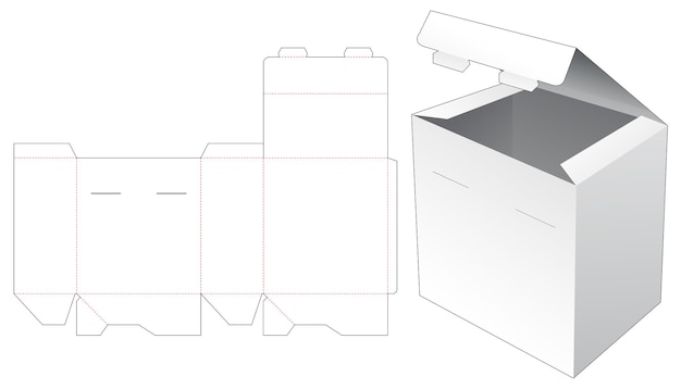 Flip packaging box with 2 locked points die cut template