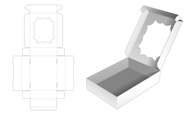 다점 별 모양의 창 다이 컷 템플릿으로 제품 상자 뒤집기