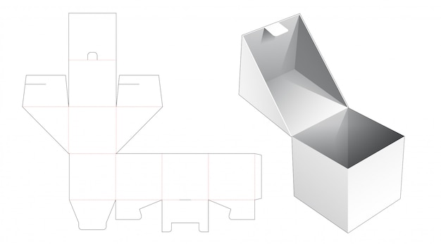 플립 사각형 포장 상자 다이 컷 템플릿
