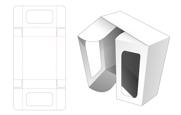 2 개의 창 다이 컷 템플릿이있는 상단 상자 뒤집기