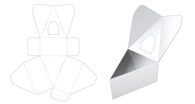 Scatola triangolare capovolta con modello di finestra fustellata