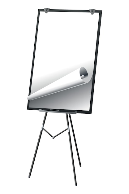 Flipchart mockup Presentatie en seminar whiteboard met blanco vellen papier Flipchart op statief met ruimte voor tekst vectorillustratie geïsoleerd op witte achtergrond