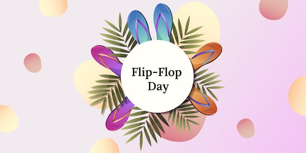 Flipflops view of the top on a colored background Banner template advertising social media Cart