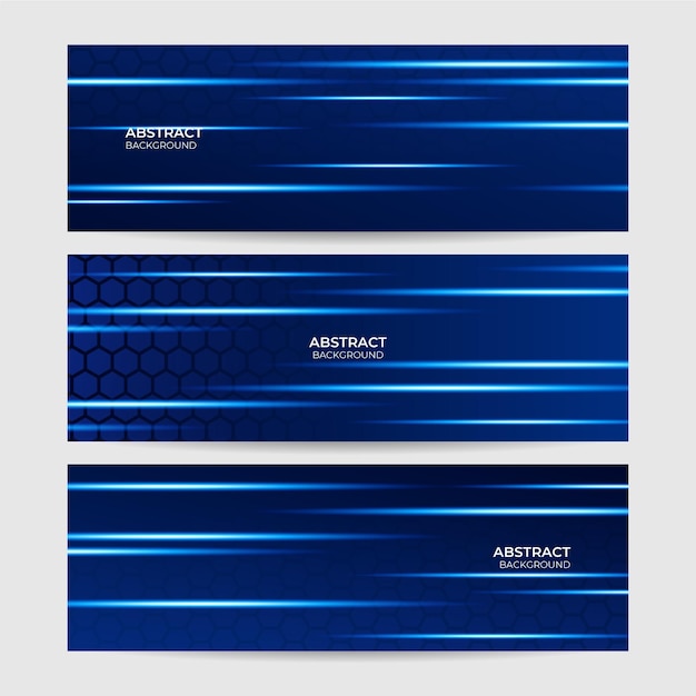 Flitslichtblauwe abstracte geometrische brede bannerontwerpachtergrond