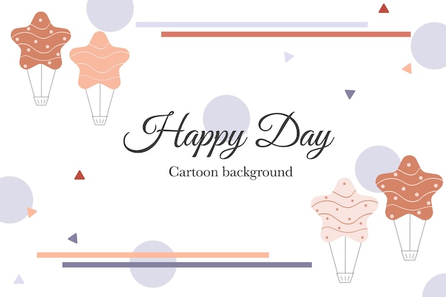 floating balloons and umbrella with clouds cartoon background