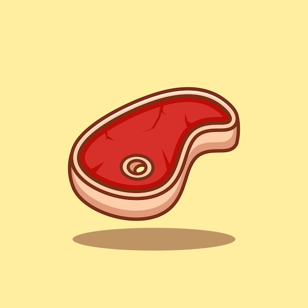 Floating beef steak cartoon illustration