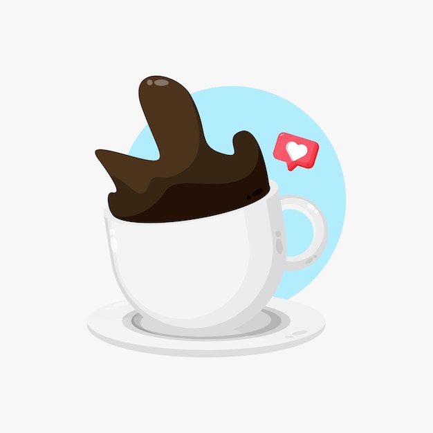 Vector floating coffee cartoon icon design