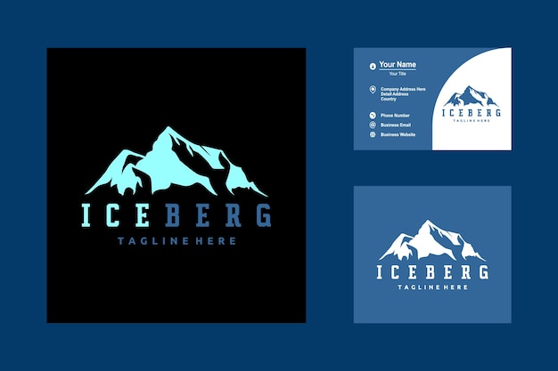 Floating ice mountain or iceberg icon logo vector design design