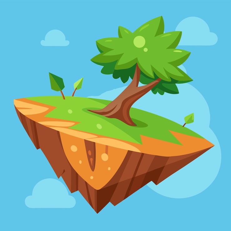 Vector floating island with tree