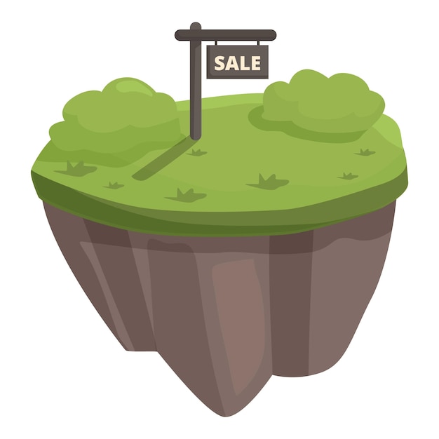 Vector floating land with sale sign concept