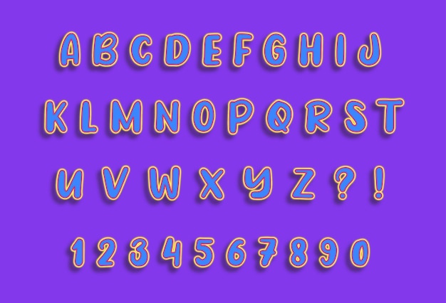 Floating light line alphabets numbers set