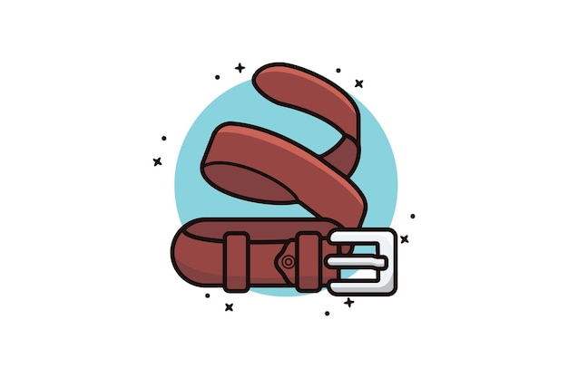 Floating Men Leather Belt vector illustration. Men fashion objects icon concept.