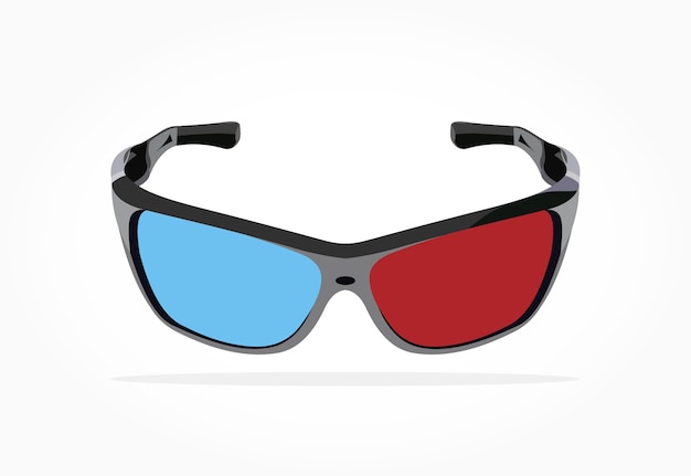 floating realistic 3d blue red eye glass with shadow effect