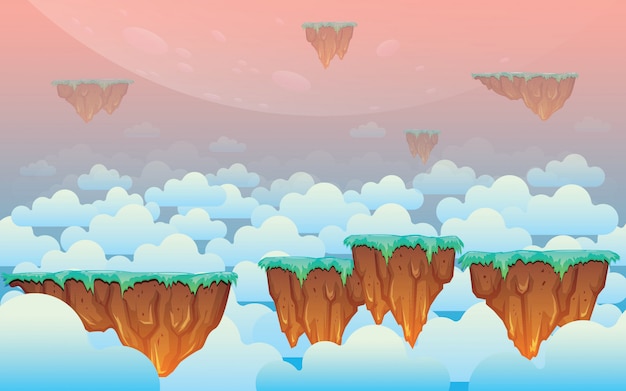 Vector floating skyland game background