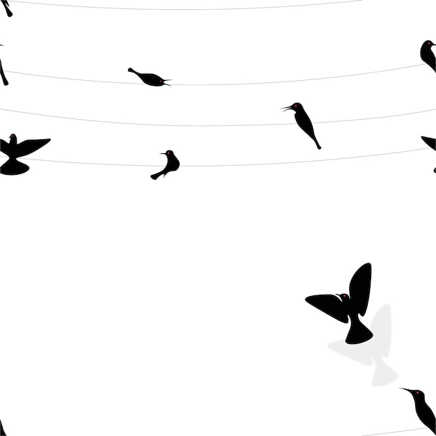Vector flock or bird on wire