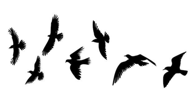 Flock of birds black silhouette isolated vector