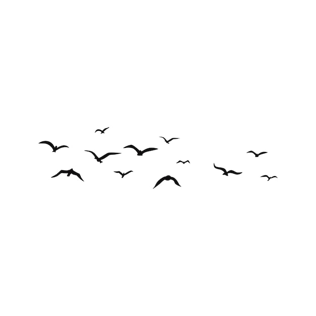 Vector a flock of flying silhouette birds vector illustration