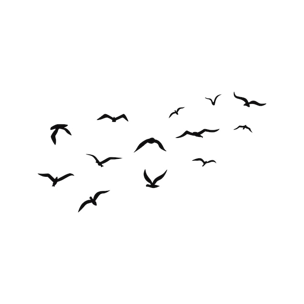 A flock of flying silhouette birds Vector illustration