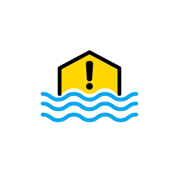 Flood disaster damage symbol logo illustration