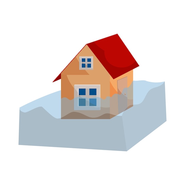 Flood insurance icon in cartoon style isolated on white background