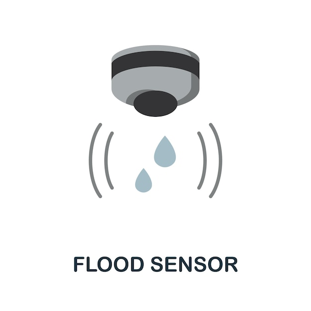 Flood sensor flat icon gekleurd bord van huisbeveiligingscollectie creative flood sensor-pictogramillustratie voor webdesign-infographics en meer