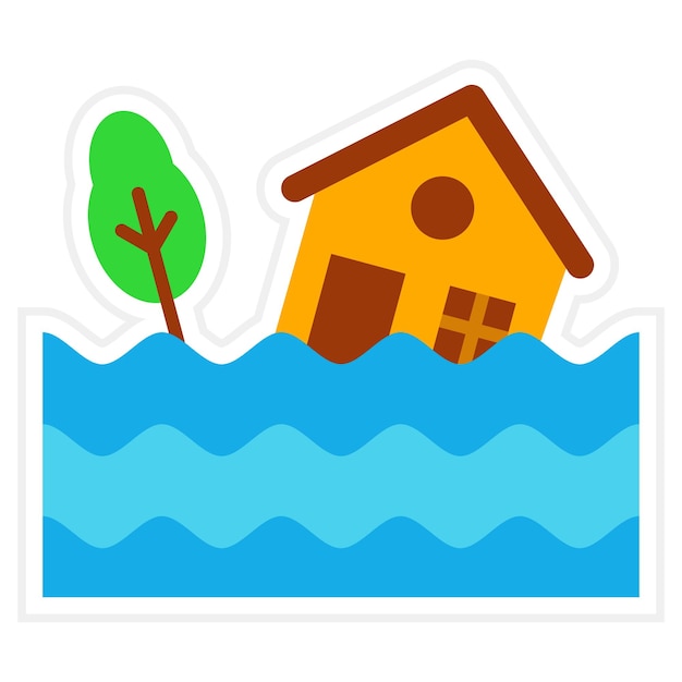 Vector flooded house icon