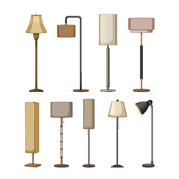 Floor lamp set cartoon vector illustration