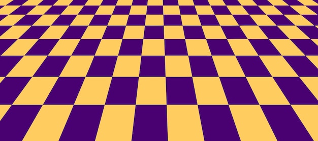 Floor in perspective with yellow violet checkerboard texture empty chess board vector illustration